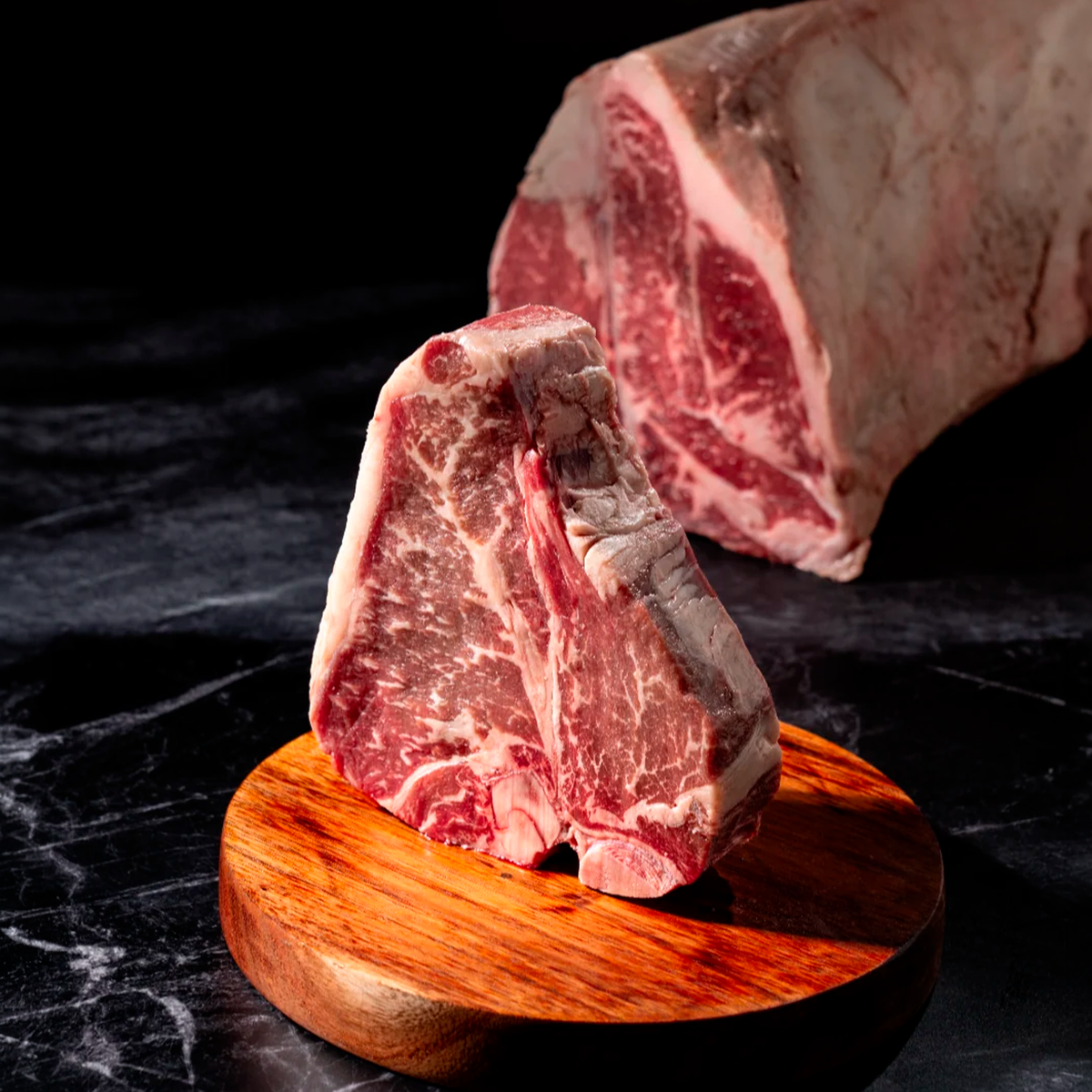 Porterhouse Linz Heritage Angus — detalle de marmoleo | MEAT MX