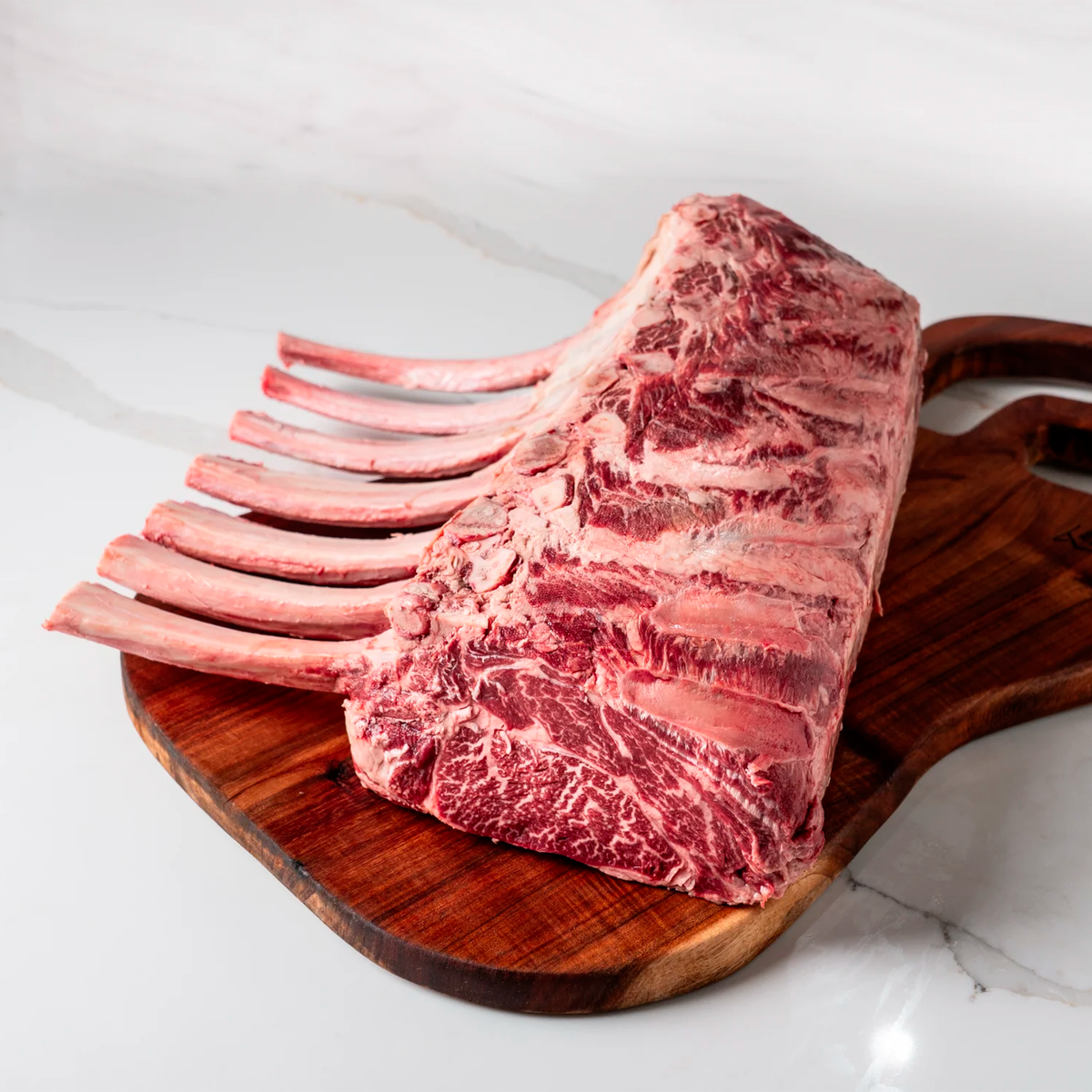Cross Tomahawk Wagyu Cross Snake River Farms — detalle de marmoleo | MEAT MX